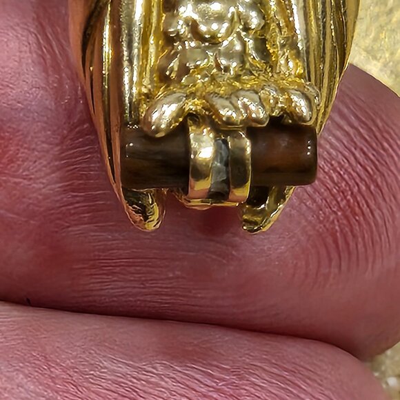 RARE VINTAGE MONICA RICH KOSANN WISDOM OWL TSAVORITE 18k GOLD CHARM PENDANT - Picture 8 of 10